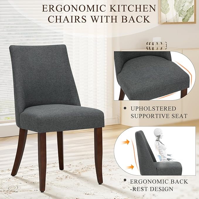 COLAMY Upholstered Dining Chairs Set of 4, Mid Century Modern Kitchen Chairs - Image 3