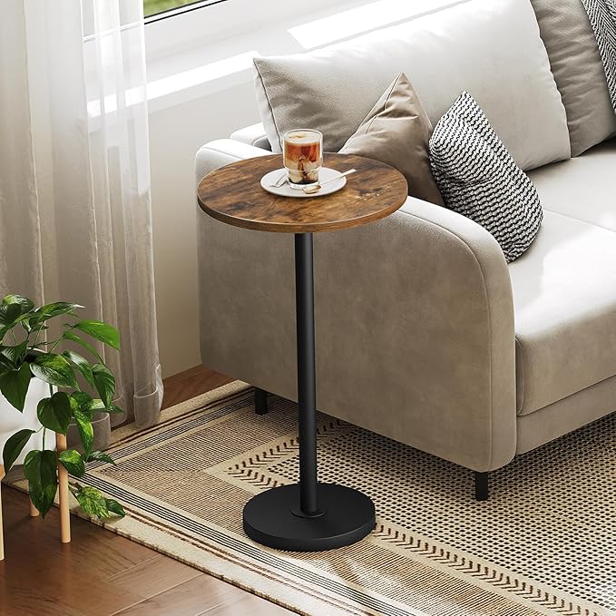 Round Side End Table for Small Spaces, Pedestal Style Martini Drink Side Table - Image 5