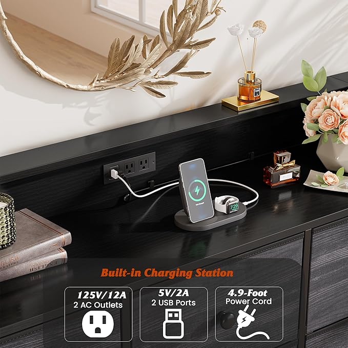Nicehill 9 Drawer Dresser for Bedroom, TV Stand for Bedroom, Fabric Chests of - Image 6