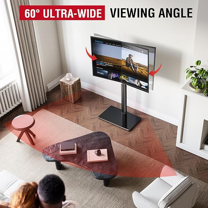 Swivel TV Floor Stand for 32-65 Inches TVs, 8 Level Height Adjustable Corner - Image 2