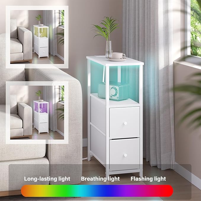 TUTOTAK Small Narrow LED End Table - Image 5