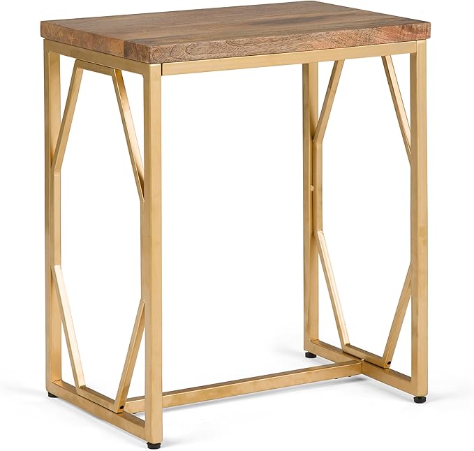 SIMPLIHOME Selma Contemporary 20 Inch Wide Metal and Wood Accent Side Table in by SimpliHome