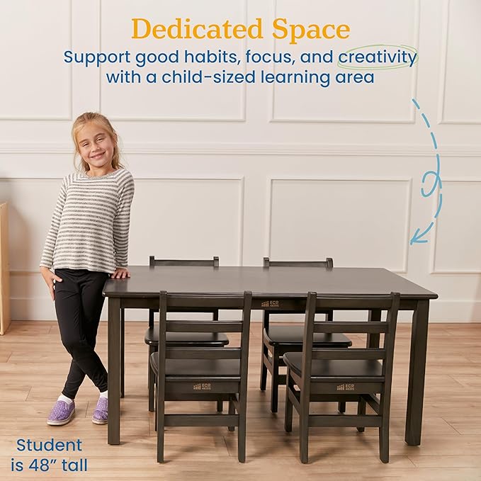 ECR4Kids 24in x 48in Rectangular Hardwood Table and Chair Set, 12in Seat Height - Image 4
