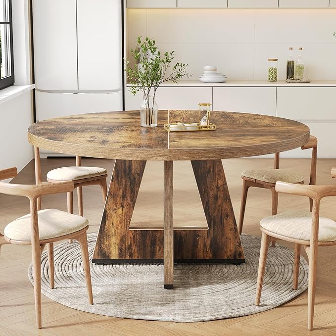 LITTLE TREE Round Dining Table for 4-6 People, 47 Inches Dining Room Table - Image 7