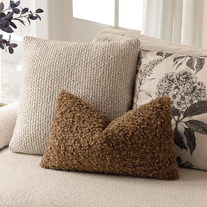 Foindtower Set of 2 Curly Teddy Wool Pillow Covers Decorative Boucle Textured - Image 5