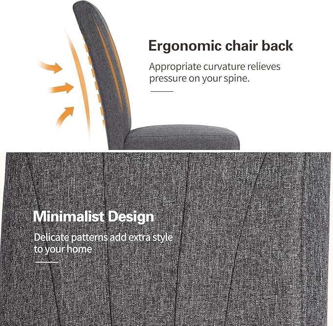 VECELO Upholstered Dining Chairs Set of 6, Modern Fabric and High Back & Solid - Image 4