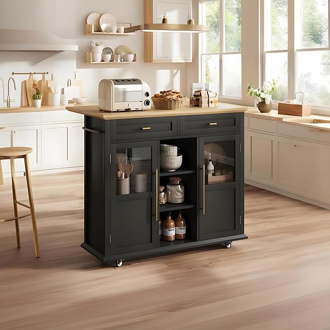 Mobile Modern Storage Island, Rolling Kitchen Island by Garvee