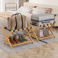 Fully Assembled Luggage Racks Pack of 2, Folding Suitcase Stand by SmartFENDEE