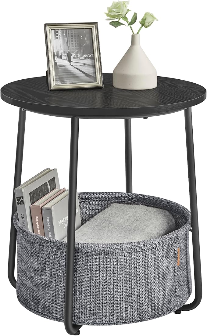 VASAGLE Small Round Side End Table, Modern Nightstand by VASAGLEbySONGMICSHOME