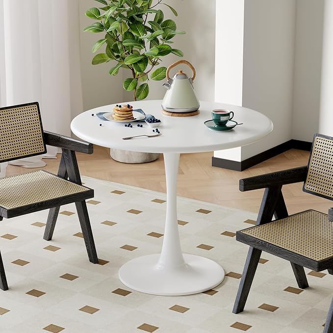 White Round Dining Table for 2 Person, 24 Inch Small Tulip Table - Image 4