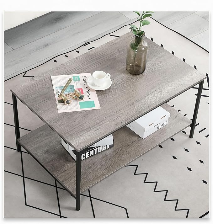 SENIG 2-Tier Coffee Table with Storage Shelf - Image 2