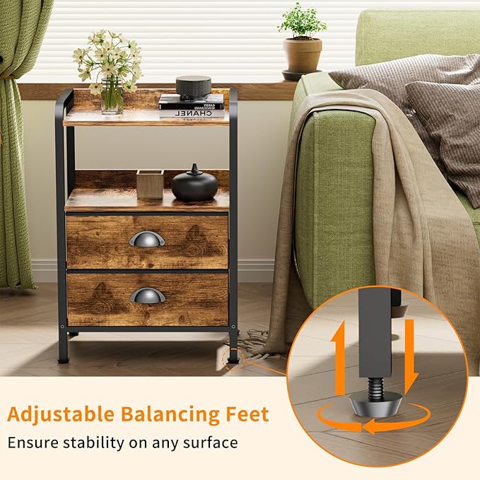 Nightstand Bedside Table with 2 Drawers Small Kids Night Stand - Image 4
