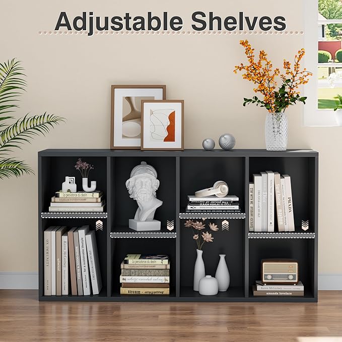 YESHOMY 8 Black Cube Bookcase, Open Frame 2-Tier Book Shelf, Bookshelf Storage - Image 5