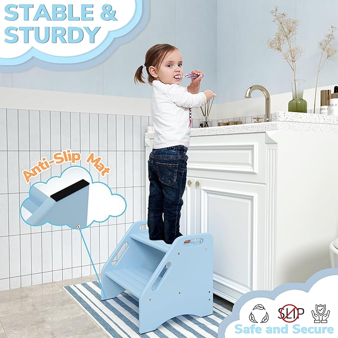 AMBIRD Wooden Step Stool, Two Step Stools 300 lbs Capacity - Image 3