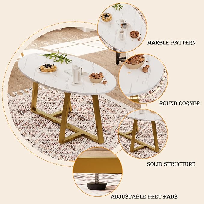 Coffee Table White Faux Marble Coffee Table - Image 5