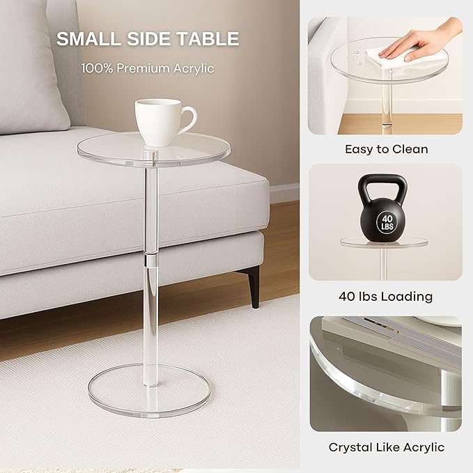 Acrylic Side Table, Round Drink Table - Image 4