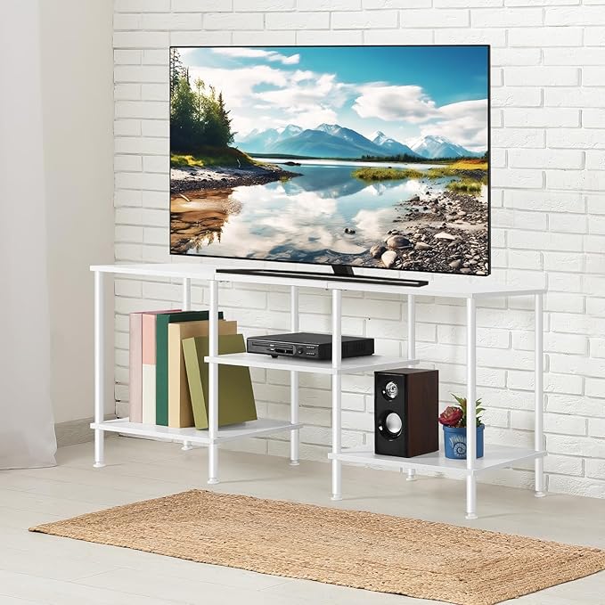 OYEAL White TV Stand for Bedroom Modern Entertainment Center Table - Image 7