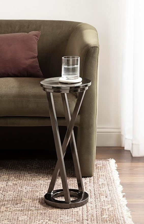 Kate and Laurel Aja Modern Metal Round Drink Table, Decorative Geometric - Image 2