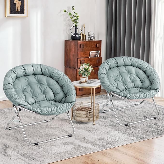 MoNiBloom Round Folding Saucer Chairs Set of 2 - Image 2