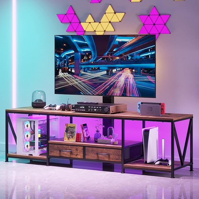 63" W TV Stand with Mount for 50, Entertainment Center with Power Outlet and - Image 4