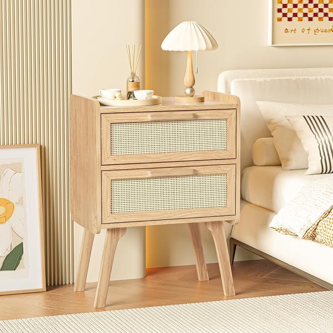 Lerliuo Rattan Nightstand, Boho Night Stand - Image 6