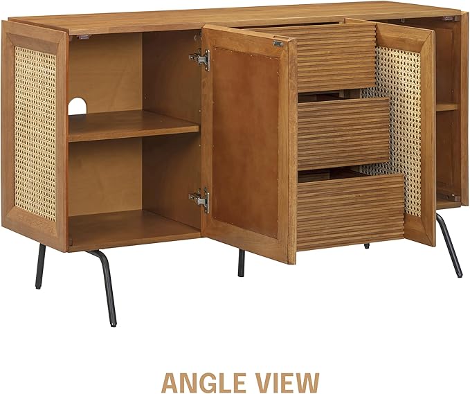 NTC MOSSIC Sideboard with 2 Doors and 3 Drawers, Buffet Cabinet with Natural - Image 8