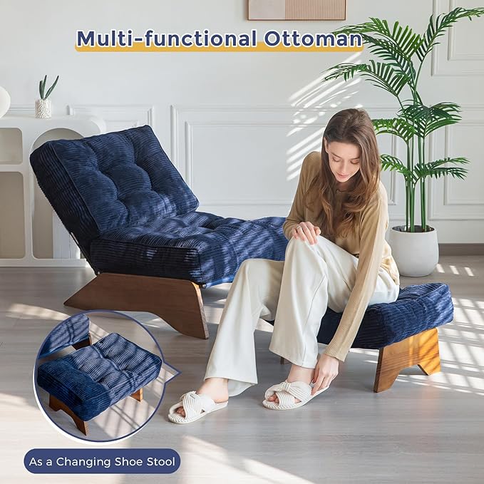 MAXYOYO Accent Chair with Ottoman Adjustable Backrest, Tufted Living Room Chair - Image 7