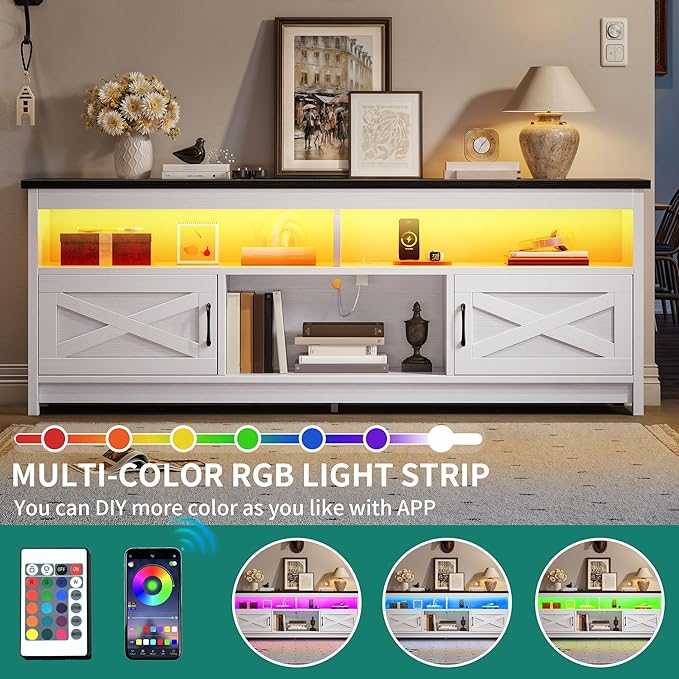 YITAHOME Farmhouse TV Stand for 65/75 Inch Television, LED Entertainment Center - Image 4