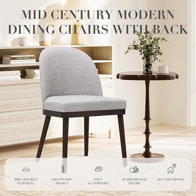 COLAMY Upholstered Dining Chairs Set of 2, Wooden Kitchen Chairs - Image 4