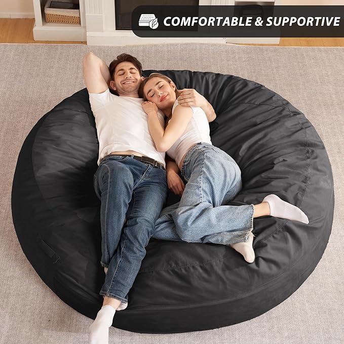 HABUTWAY XX-Large Bean Bag Chair: Giant 7' Memory Foam Furniture Bean Bag Chairs - Image 2