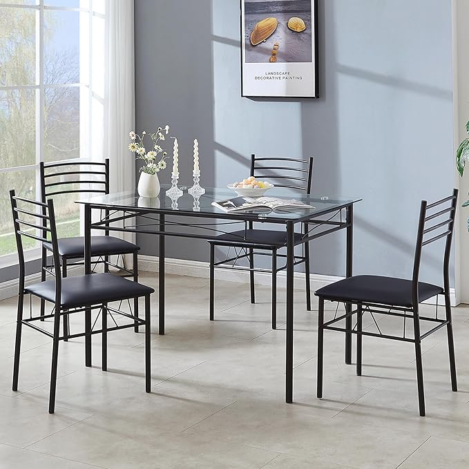 VECELO Kitchen Dining Table and Chairs Set - Image 4
