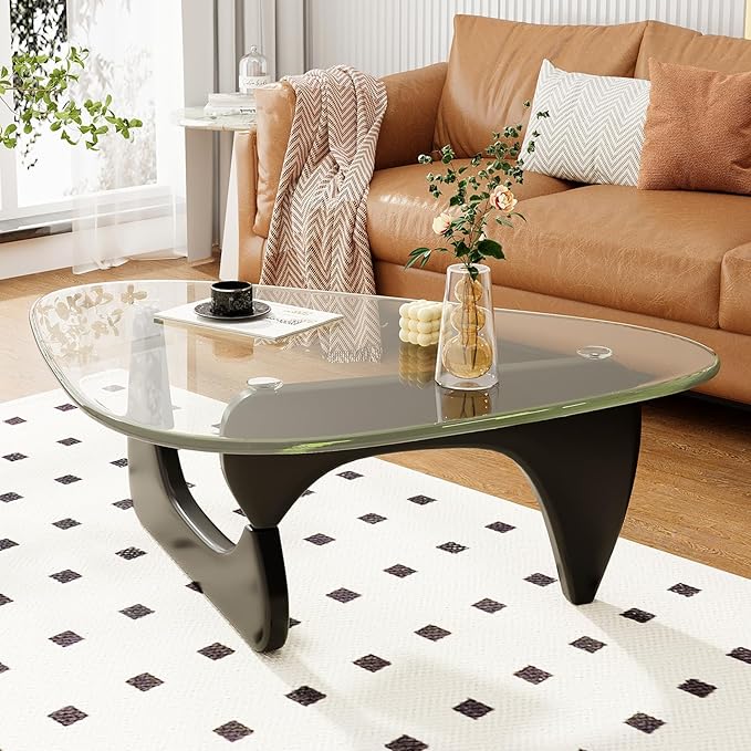 Glass Coffee Table for Living Room Mid Century Modern Triangle Center Table - Image 7