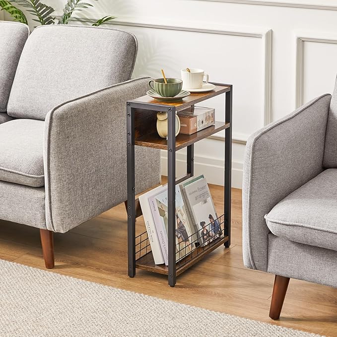 IBUYKE Narrow Side Table with Storage Shelf, 3 Tier End Table, Modern Sofa Table - Image 6