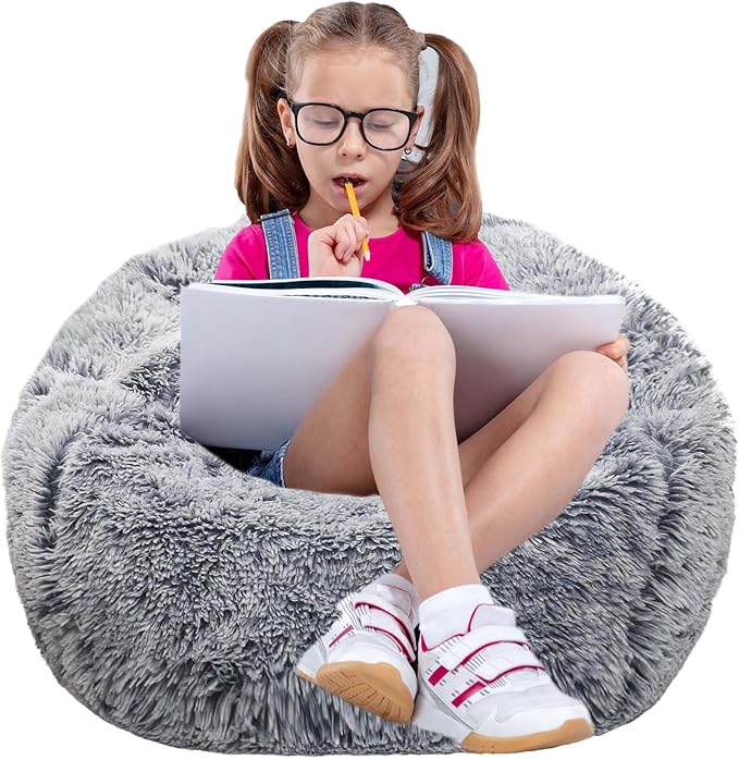 Fluffy Bean Bag Chair for Kids, 2.5FT Round Memory Foam Filled Bean Bag for - Image 7