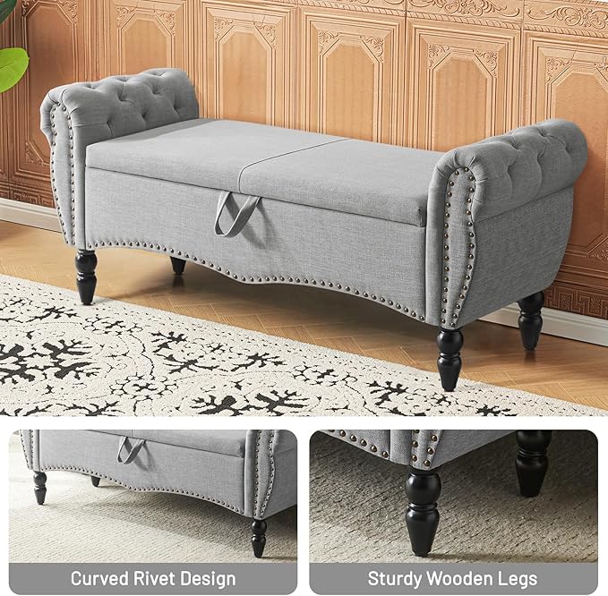 Furniliving 51.75" Storage Ottoman Bench - Image 7