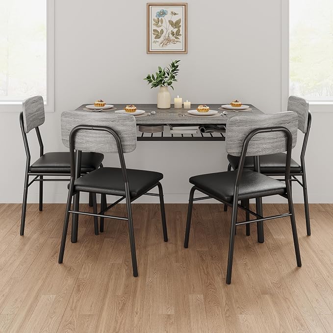 5-Piece Dining Table Set for 4, Wood Kitchen - Image 2