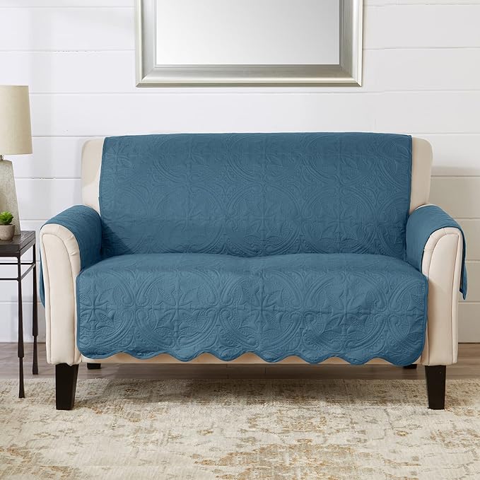 Great Bay Home Medallion Stitched Solid Furniture Protector Stain Resistant by GreatBayHome