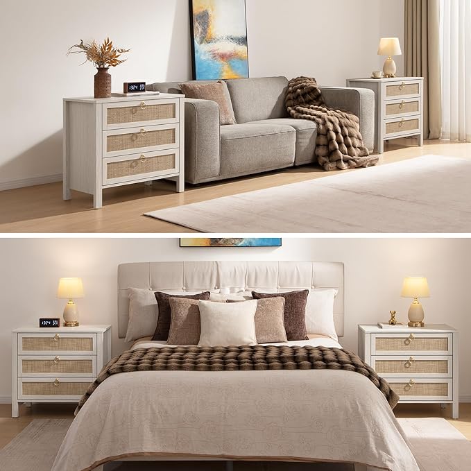 SICOTAS White Night Stand with Drawers - Image 6