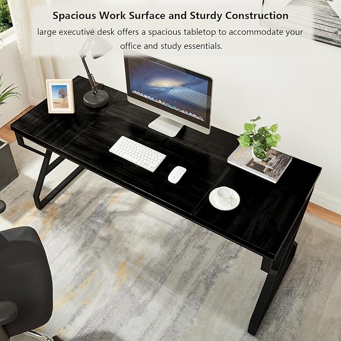 HOMISSUE 63-inch Executive Desk, Large Home Office Desk - Image 4