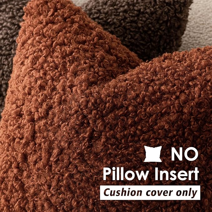 Foindtower 2 Pieces 20x20 Inch Hazel Brown, Faux Fur Throw Pillow Cover Accent - Image 3
