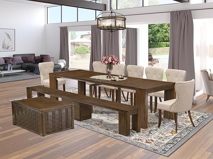 X07SI-BC8-04 - 10 Pieces Modern Dining Set contains an Extendable Rectangle by LuxebyEastWestFurniture