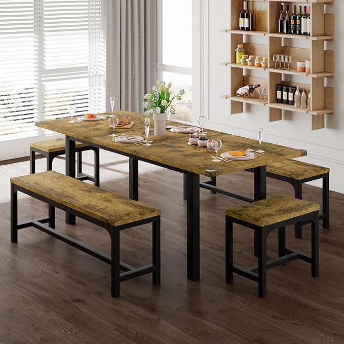 Feonase 5-Piece Dining Table for 4-8 People, Dining Room Table by FEONASE