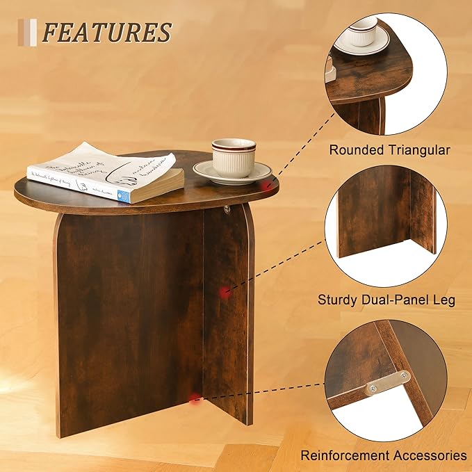 AWASEN Side Table, Small Triangle End Table Living Room, Modern Accent Table - Image 5