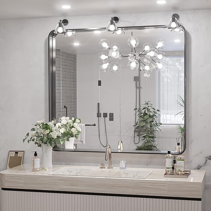 TokeShimi 36 x 36 Inch Wall Mirror Black Bathroom Vanity Mirror - Image 5