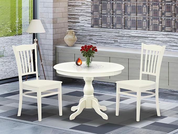 East West Furniture HBGR3-LWH-W 3 Piece Kitchen Table Set - Image 2