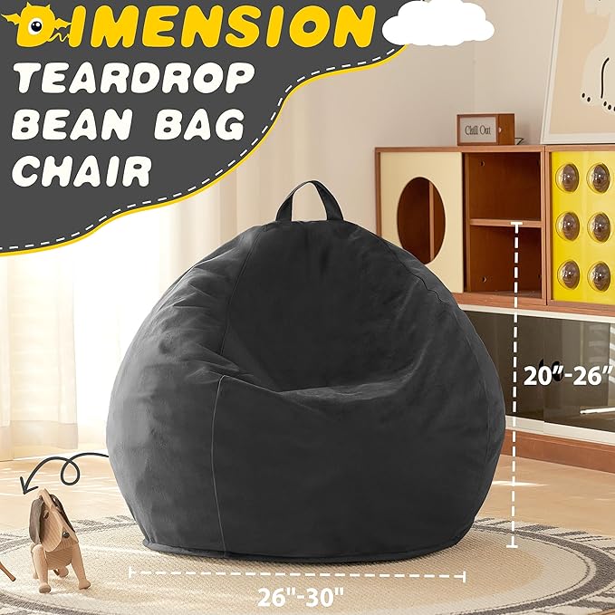 HABUTWAY 2FT Bean Bag Chair, Teardrop Bean Bag Chair Luxurious Velvet Ultra - Image 3