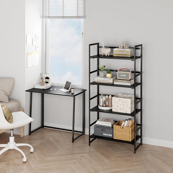BHG Vintage Multifunctional Folding Bookshelf, No-Assembly Plant Stand Storage - Image 2