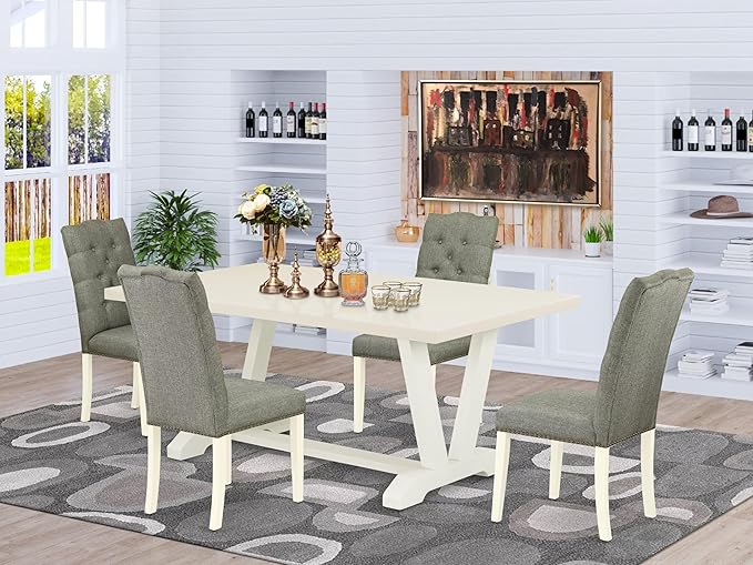 East West Furniture V027EL207-5 5 Piece Kitchen Table Set - Image 2