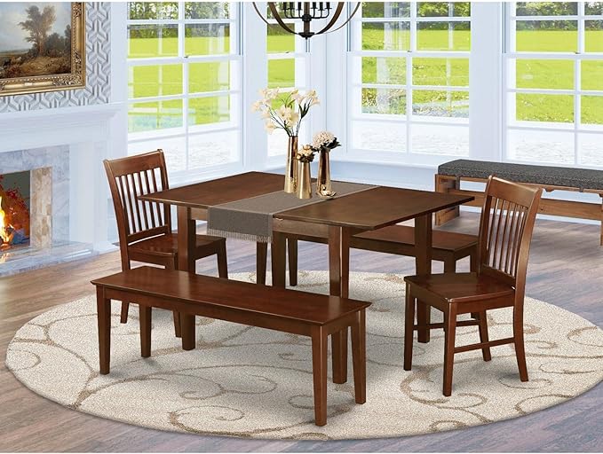 East West Furniture PSNO5C-MAH-W 5 Piece Kitchen Table & Chairs Set Includes a - Image 6