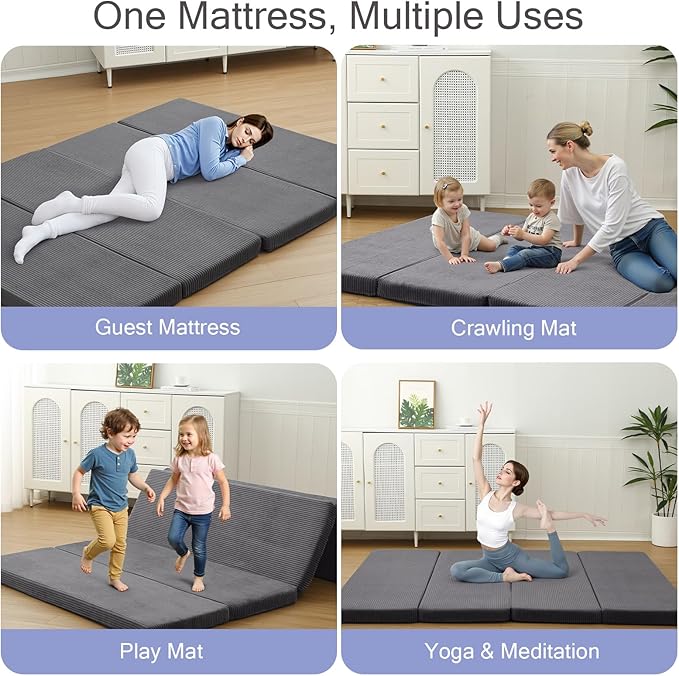 MeMoreCool Folding Foam Futon Mattress Queen, Foldable Japanese Floor Mattress - Image 2